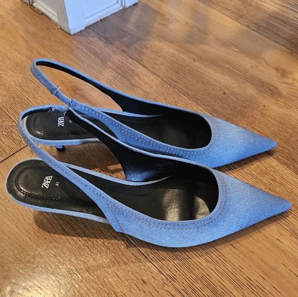 Zara denim slingback Never worn - Picture 2 of 2